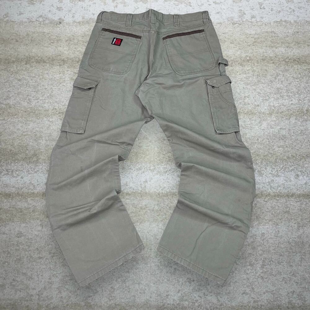 Vintage 90s Wrangler Riggs Carpenter Pants 36x34 Baggy Wide Leg Hazel Tan Canvas